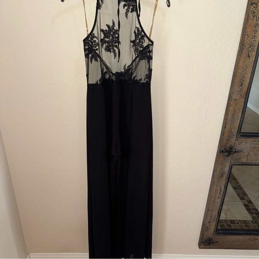 Iris Black Lace Maxi Skort with Sheer Overlay - Size Large